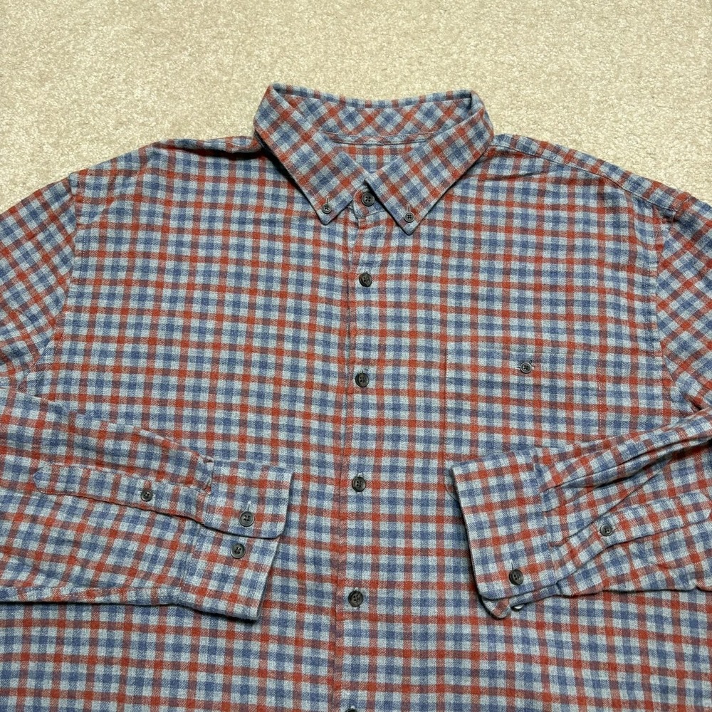 Johnnie-O Shirt Mens 2XL Blue Red Plaid Flannel Button Up LS Hanging Out Casual